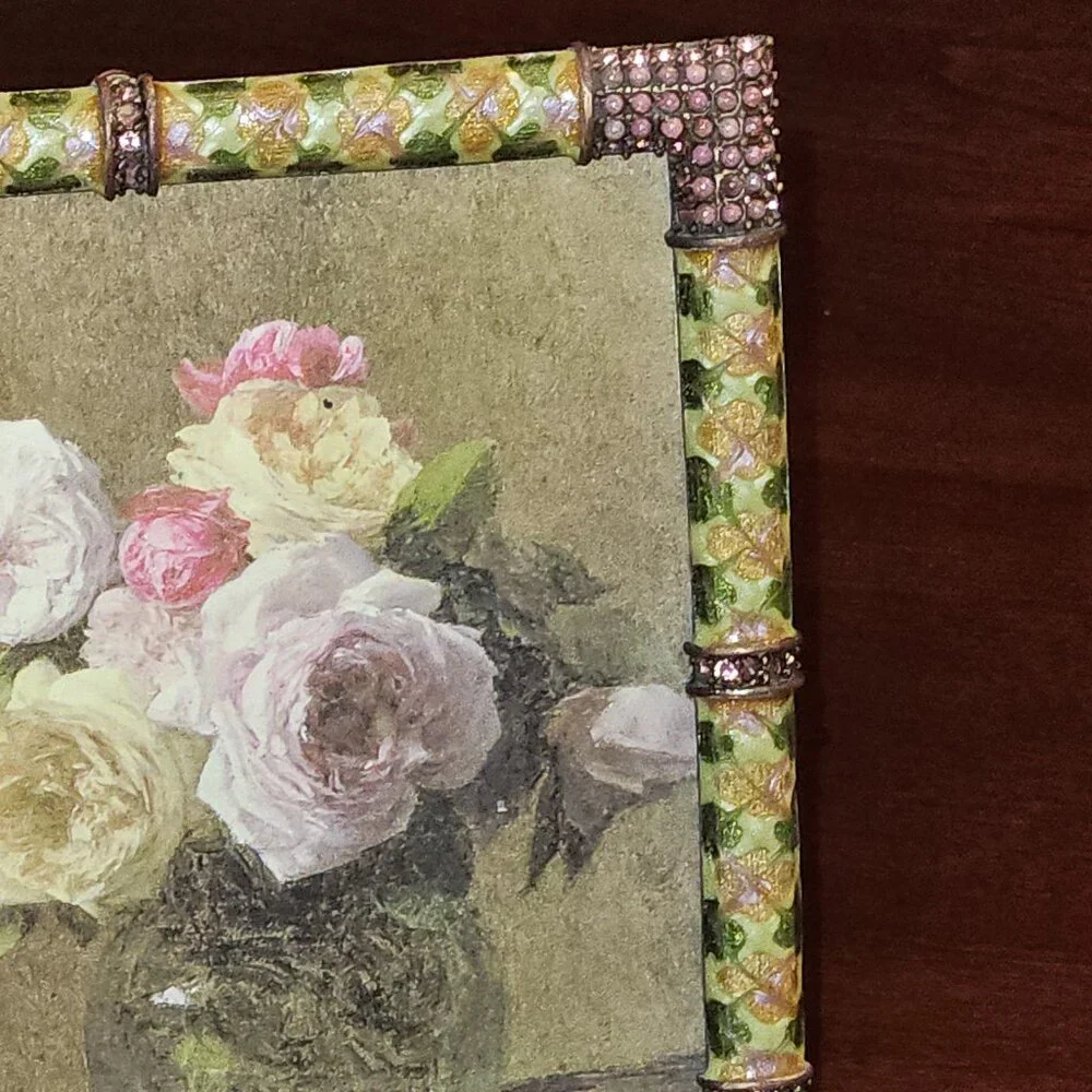 RARE WOW JAY STRONGWATER ARGYLE PLAID PINK DARJEELING PAVE CRYSTAL ENAMEL FRAME
